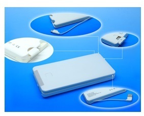 Power Bank - ABS Case, 115x58x12mm, White, Li-Polymer Battery, Built-In Iphone5, Iphone4, Micro USB Cables, 3000-6000mAh Capacity, 5V Input/Output, 120g
