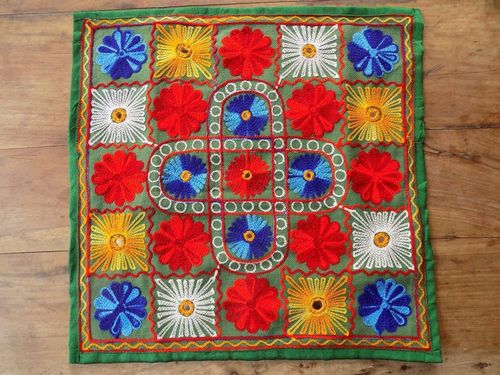 Indian Embroidered Patchwork Cushion Cover