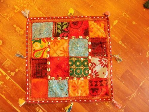 Indian Vintage Handmade Embroidered Cushion Cover