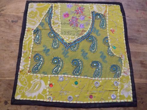 Indian Vintage Handmade Embroidered Patchwork Cush