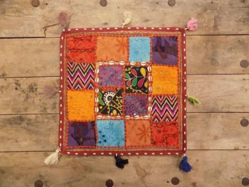 Vintage Handmade Cushion Cover - Cotton Blend 16x16 inches Multicolor | Zipper Closure, Patchwork, Durable Fabric, Decorative, Comfortable