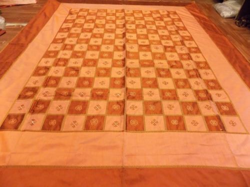 India Embroidered Silk Bed Spread Bed Cover