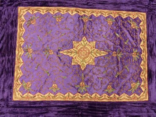 Indian Embroidered Silk Spread BedSpread.