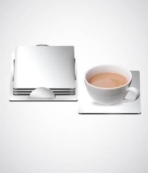 COASTER (SQUARE) - Wood 4x4 Inches, 0.25 Inch Thick | Durable, Stylish, Protective, Water Resistant, Easy Clean, Space Saving Set of 4