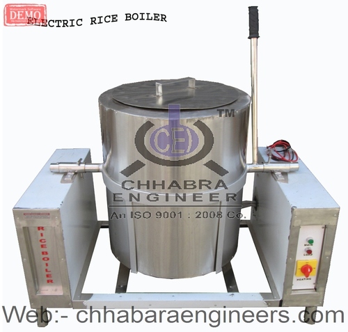 Rice Boiler - Stainless Steel, 13.39 x 7.87 ft, 3-4 ft Height, Electric Power Source | Easy to Use, Fast Working, Tilting Bulk & Dal Boiler with Drain Valve