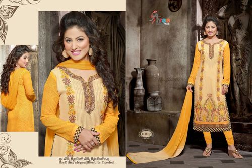 WATER - Gorggette Top with Embroidery, Santoon Bottom 2.5m, Yellow, Chiffon Dupatta | Elegant, Soft Fabric, Stylish Suit