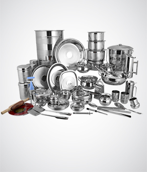 KITCHEN SET(BANDHAN) NEW TOUCH - Stainless Steel, 70+ Pieces, 20kg+ | Durable, Rust & Scratch Resistant, Elegant Design, Easy to Clean