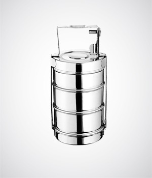 LUNCH BOX (ECO) - Stainless Steel, 10x8x15cm, 1.5L | Leakproof, Durable, Portable, Stackable, 3-Tier Snap-On Lid, Handle