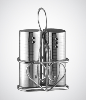 SALT & PEPPER - Stainless Steel, 4x3x2 Inches | Heart-Shaped Stand, Elegant Design, Durable Material