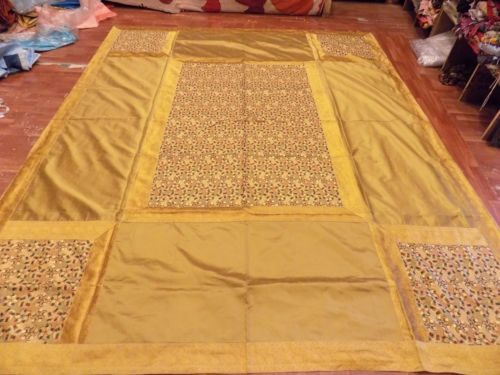 Indian Decor Embroidered Silk Bed Cover