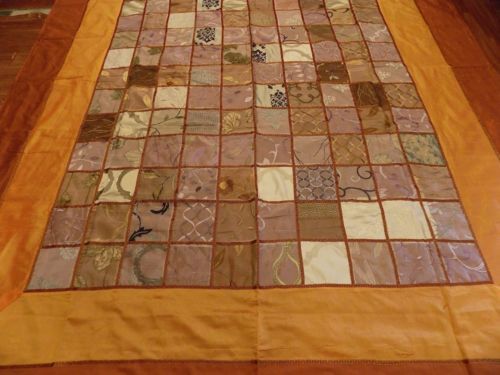 Indian Traditional Embroidered Silk Bed Cover