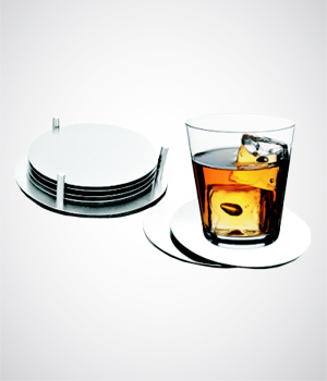 COASTER (ROUND) - Cork/Stone, 10cm Diameter, 0.5cm Thick, Pack of 6 | Durable, Protective, Stylish, EasyClean, WaterResistant