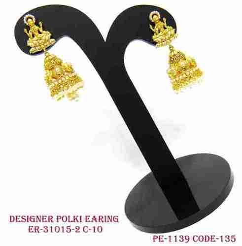 Gold Polish Designer Polki Jhumka