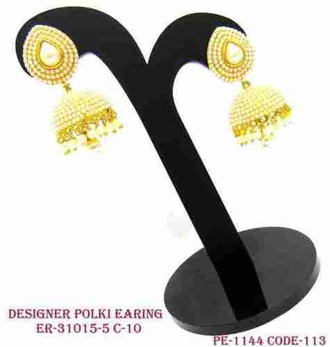 Micro Gold Polish Designer Polki Jhumka