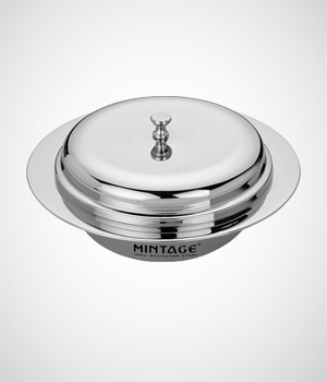 SERVING DONGA (PEARL) - Stainless Steel 500ml, 15cm Diameter, 8cm Height | Elegant, Durable, Microwave Safe, Stackable, Polished Finish