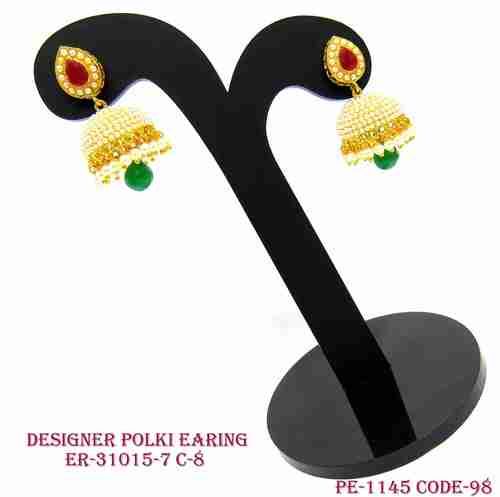 Green Polki Jhumka Earring Gender: Women