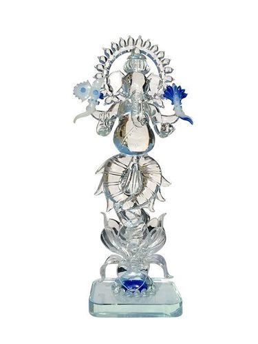 Ganesha Idol on Lotus in Glass 12"