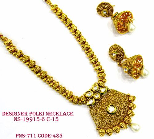 Designer Polki Necklace Set Pendant Earrings