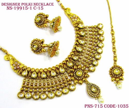 Designer Polki Necklace Set Pendant Earrings