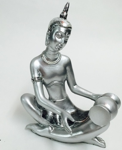 Buddha Idol with Dholak -Silver