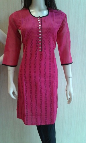 Kurtis - Printed Cloths, Maroon Color | Ladies with Customized Logo in All Sizes