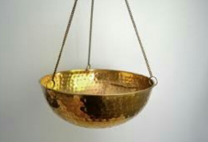 hanging copper bowl