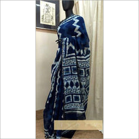 Block Printed Indigo Saree