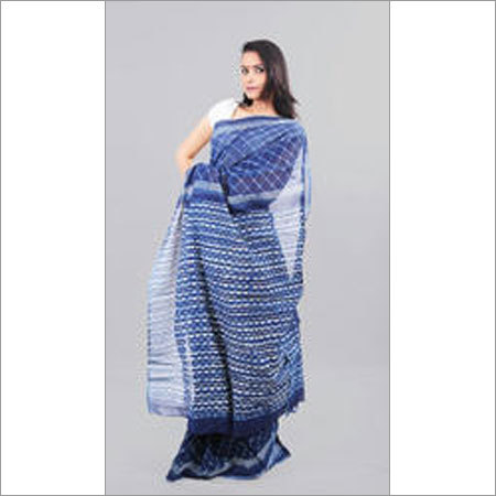 Indigo Blue Natural Dye Chanderi Sarees