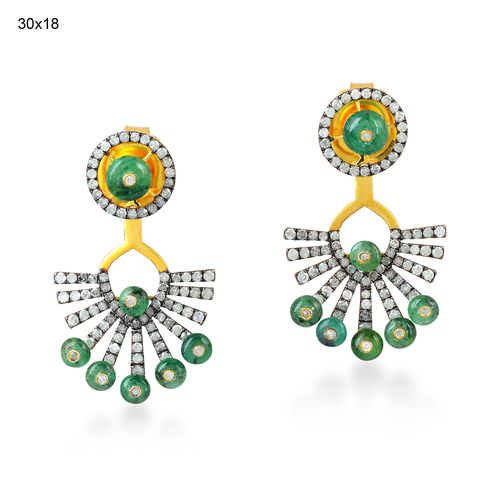 Emerald Ear Jacket Earring