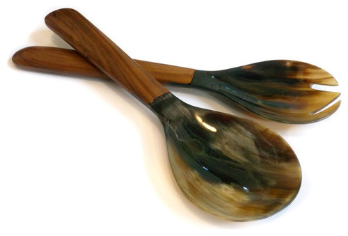 Natural Horn and Wood Salad Server Ware