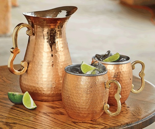 Hammered Copper Jug & Moscow Mugs
