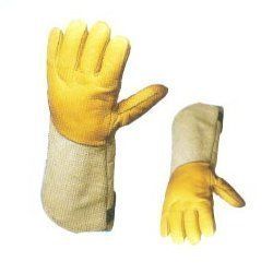 Cryogenic Gloves - Cow Grain Water Repellant Leather, 40 cm Length, Yellow | Polar Fleece Aluminized Lining, CE Approved, 1-Year Warranty