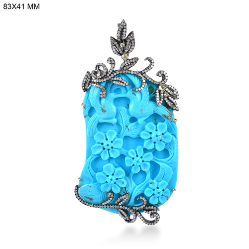 Carved Turquoise Pendant