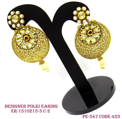 Flower Shape Design Polki Earring