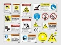 Multi Color Rotating Cutter Blade Warning Label