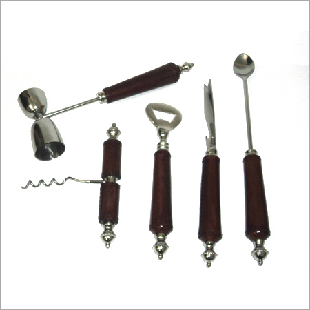 Bar Set - Wood and Metal, Brown, 5 Pieces | Elegant Design, Durable, Multi-Functional, Easy to Use