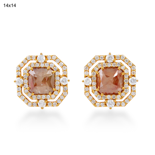 Ice Diamond Stud Earring - 18k Yellow Gold, Diamond Stone | Pave & Prong Setting, Luxury Jewelry, Elegant Design