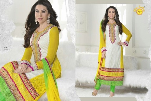 Yellow & White colour Long Goergette Suits