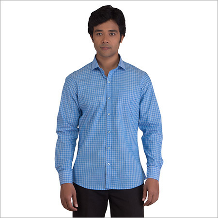 Micro Checks Shirt - Cotton, M-XXXL, Blue | Button Closure, Classic Collar, Soft Fabric, Durable, Comfortable Fit, Professional Look