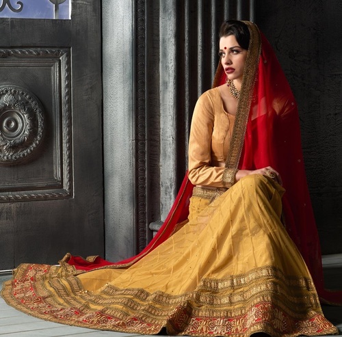 Beige-and-Red-Color-Lehenga