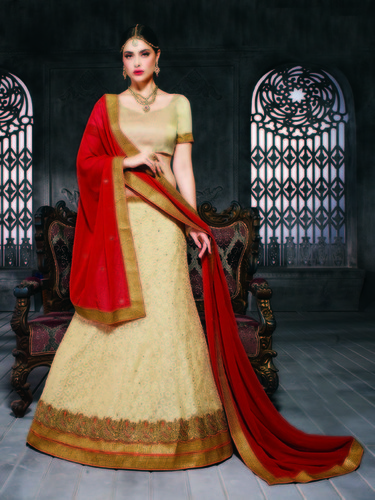 Beige-and-Red-Color-Lehenga