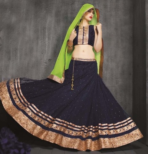 Navy-Blue-and-Parrot-Green-Color-Lehenga