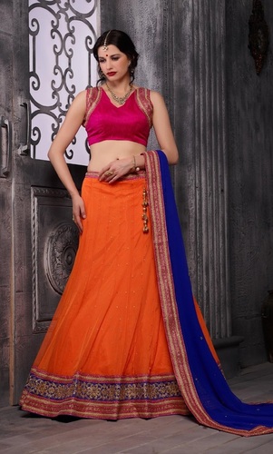 Orange-and-Blue-Color-Lehenga