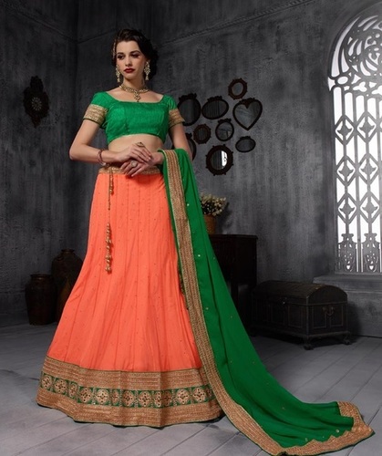 Orange-and-Green-Lehenga