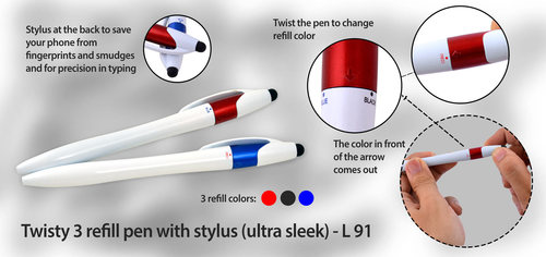 Twisty 3 refill pen with stylus (ultra sleek By NEWGENN INDIA