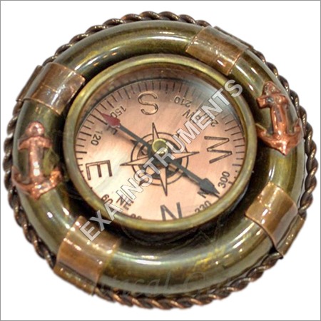 Buoy Paper-weight Compass - Brass & Copper, 10cm Diameter | Stylish Design, Durable, Magnetic Needle, Gift Box Packaging