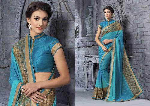Fashionable Silk Georgette Printed Saree - 5.5 Meters, Georgette Silk Fabric, Blouse Piece | Elegant Design, Soft Fabric, Casual Party Wear