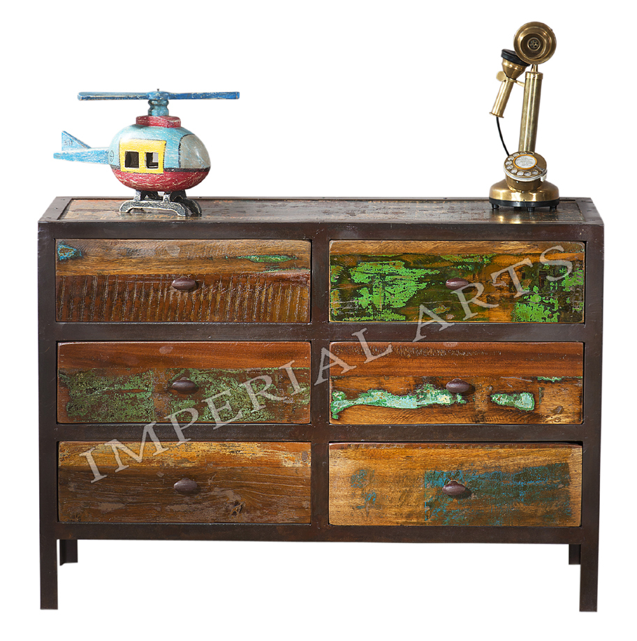 Recycled Wood Iron Drawer Chest
