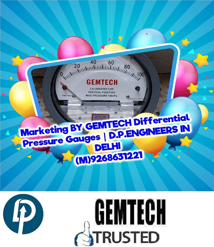 GEMTECH Differential Pressure Gauges Dealers Wholesaler for Delhi|NCR|India|Faridabad|Noida|Ghaziabad|Gurgaon|Bulandshahr|Ballabhgarh|Bahadurgarh|Dehradun|Haridwar|Udham Singh Nagar- DP ENGINEERS