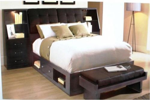 Catania Solid Wood Storage King Size Bed - Teak Wood, 34x72x84, Brown Finish | Carpenter Assembly, Durable, Stylish Design